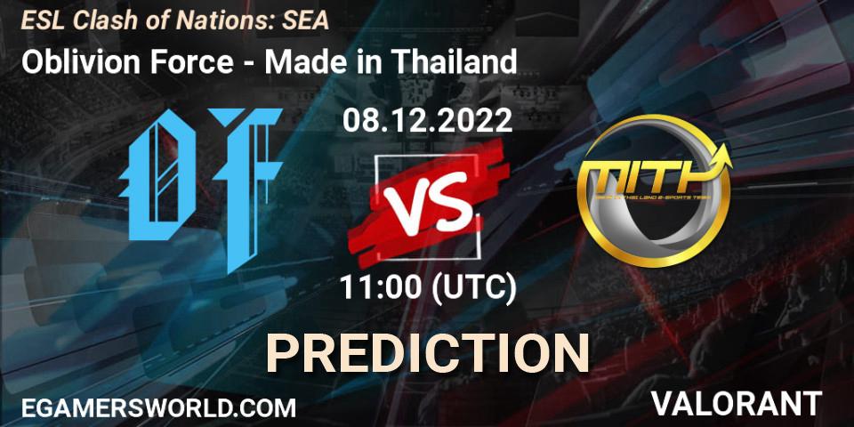 Oblivion Force - Made in Thailand: Maç tahminleri. 08.12.22, VALORANT, ESL Clash of Nations: SEA