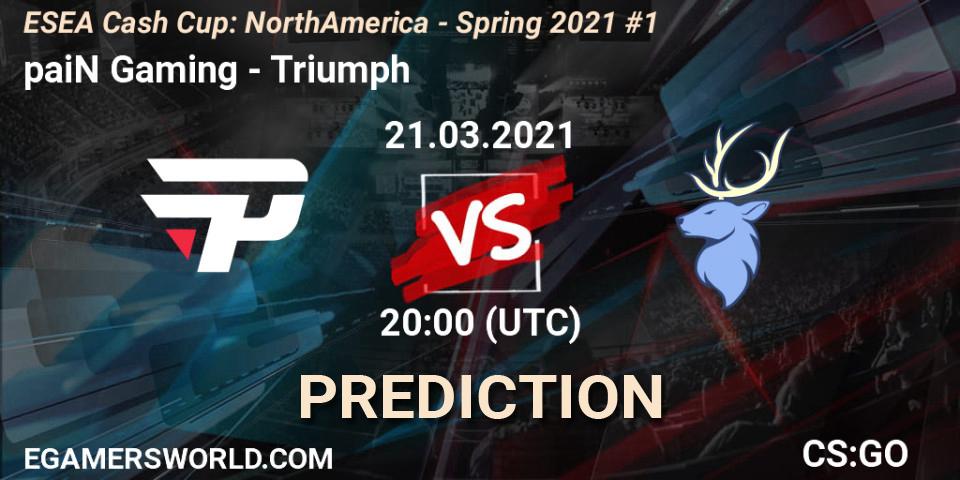 paiN Gaming - Triumph: Maç tahminleri. 21.03.2021 at 20:00, Counter-Strike (CS2), ESEA Cash Cup: North America - Spring 2021 #1