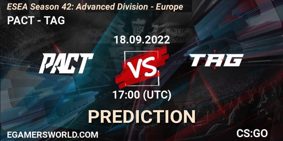 PACT - TAG: Maç tahminleri. 18.09.2022 at 17:00, Counter-Strike (CS2), ESEA Season 42: Advanced Division - Europe
