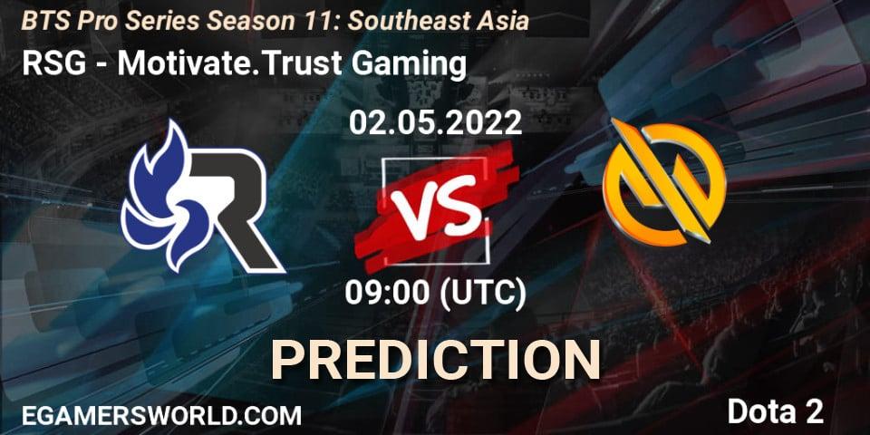 RSG - Motivate.Trust Gaming: Maç tahminleri. 07.05.2022 at 09:03, Dota 2, BTS Pro Series Season 11: Southeast Asia