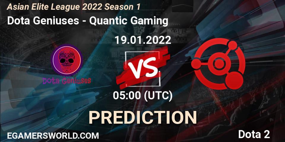 Dota Geniuses - Quantic Gaming: Maç tahminleri. 19.01.2022 at 06:59, Dota 2, Asian Elite League 2022 Season 1