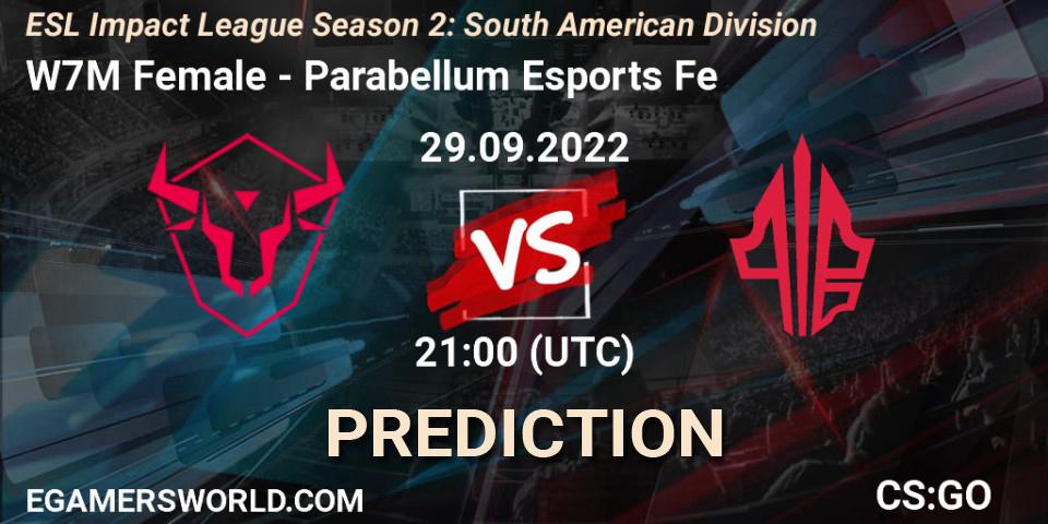 W7M Female - Parabellum Esports Fe: Maç tahminleri. 29.09.22, CS2 (CS:GO), ESL Impact League Season 2: South American Division