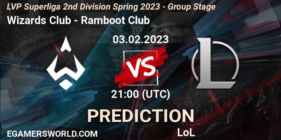 Wizards Club - Ramboot Club: Maç tahminleri. 03.02.2023 at 21:00, LoL, LVP Superliga 2nd Division Spring 2023 - Group Stage