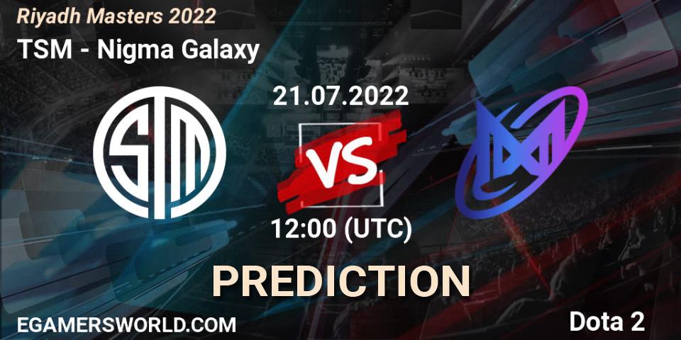 TSM - Nigma Galaxy: Maç tahminleri. 21.07.2022 at 12:00, Dota 2, Riyadh Masters 2022