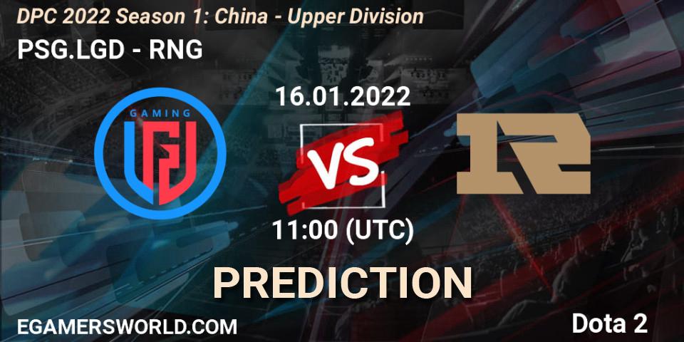 PSG.LGD - RNG: Maç tahminleri. 16.01.22, Dota 2, DPC 2022 Season 1: China - Upper Division