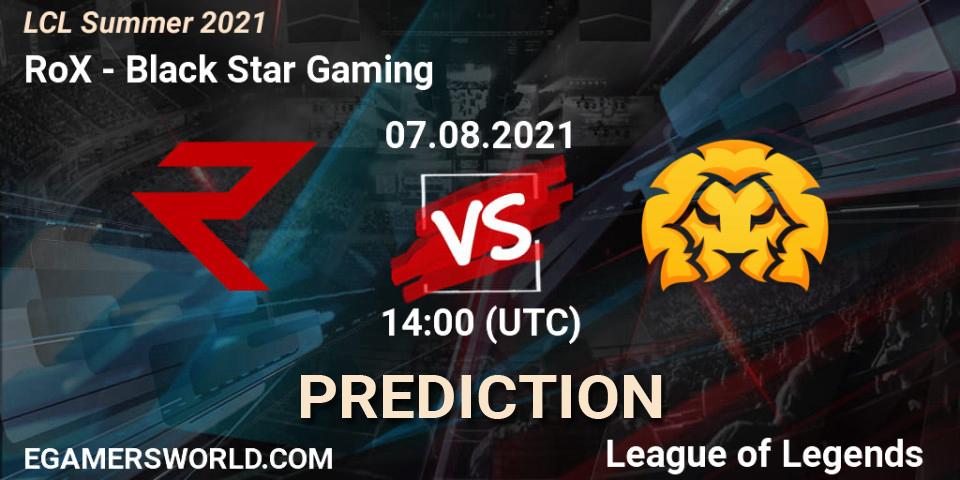 RoX - Black Star Gaming: Maç tahminleri. 07.08.21, LoL, LCL Summer 2021