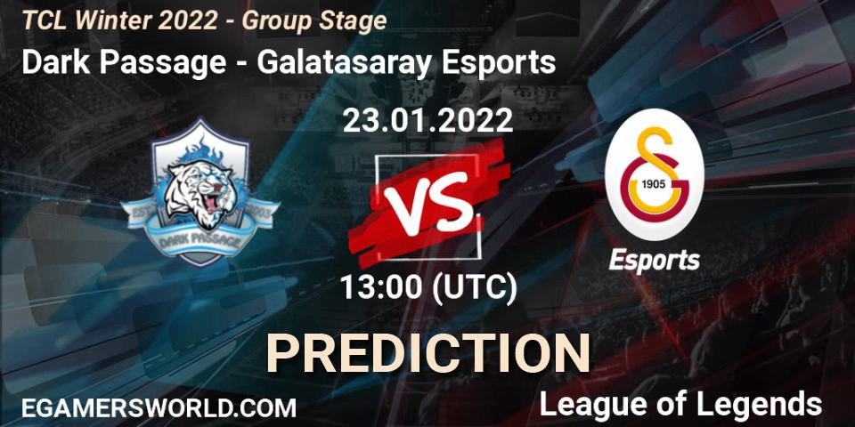 Dark Passage - Galatasaray Esports: Maç tahminleri. 23.01.2022 at 13:00, LoL, TCL Winter 2022 - Group Stage