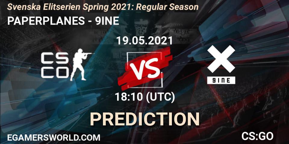 PAPERPLANES - 9INE: Maç tahminleri. 19.05.2021 at 18:10, Counter-Strike (CS2), Svenska Elitserien Spring 2021: Regular Season