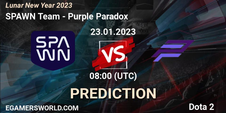 SPAWN Team - Purple Paradox: Maç tahminleri. 23.01.23, Dota 2, Lunar New Year 2023