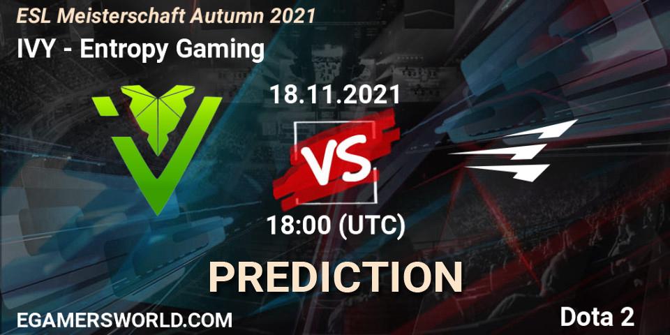 IVY - Entropy Gaming: Maç tahminleri. 18.11.2021 at 18:08, Dota 2, ESL Meisterschaft Autumn 2021