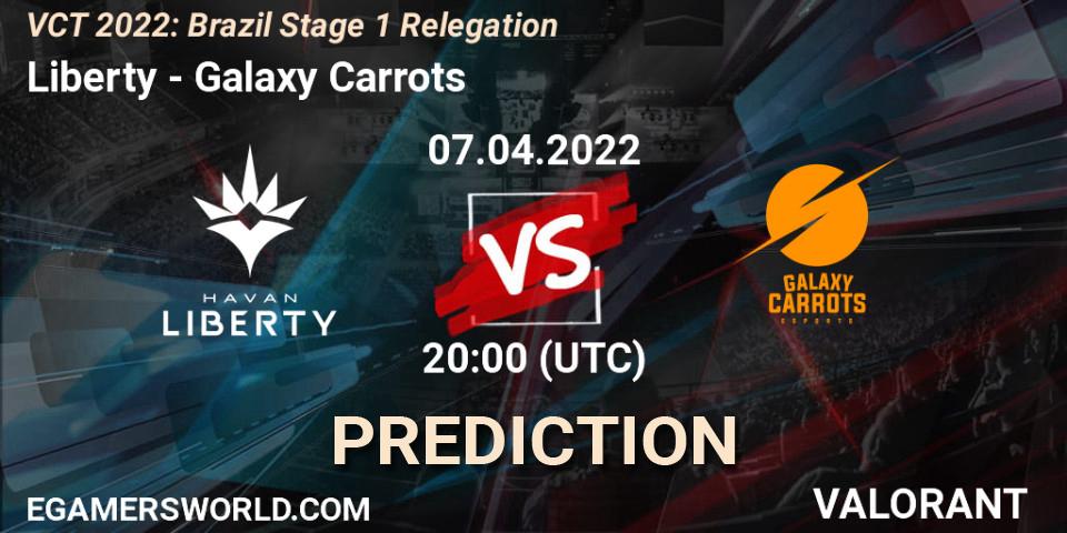 Liberty - Galaxy Carrots: Maç tahminleri. 07.04.2022 at 20:00, VALORANT, VCT 2022: Brazil Stage 1 Relegation