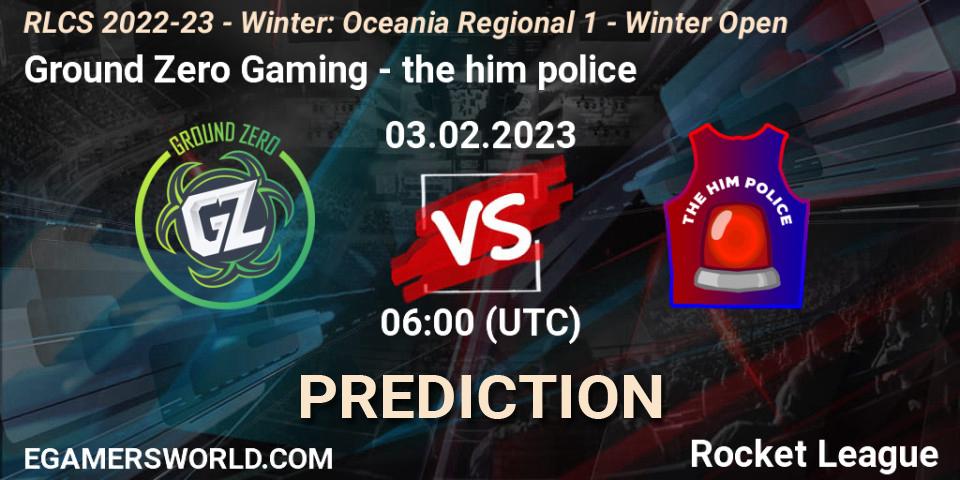 Ground Zero Gaming - the him police: Maç tahminleri. 03.02.2023 at 06:00, Rocket League, RLCS 2022-23 - Winter: Oceania Regional 1 - Winter Open