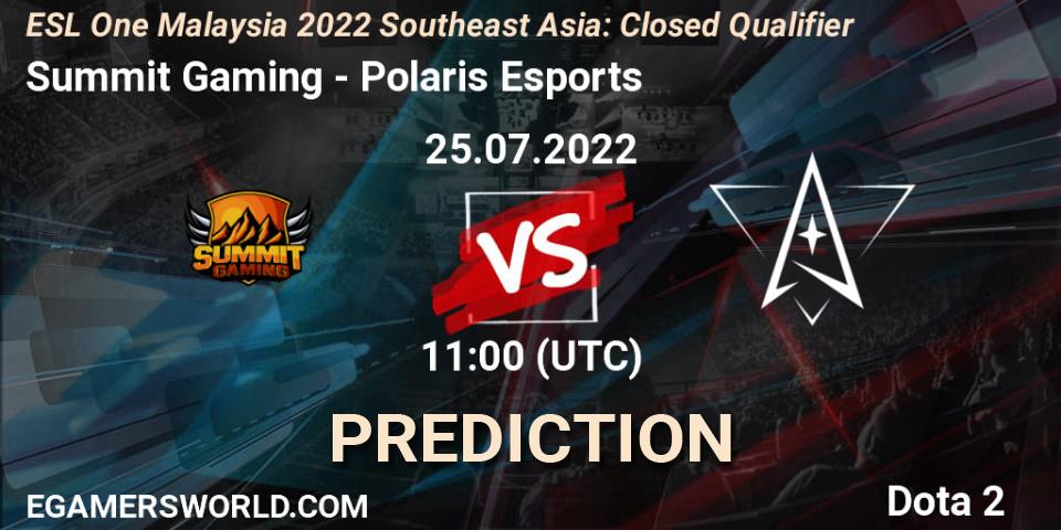 Summit Gaming - Polaris Esports: Maç tahminleri. 25.07.2022 at 11:04, Dota 2, ESL One Malaysia 2022 Southeast Asia: Closed Qualifier