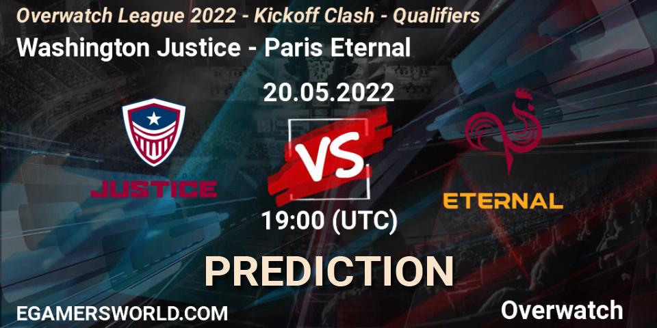 Washington Justice - Paris Eternal: Maç tahminleri. 20.05.2022 at 19:00, Overwatch, Overwatch League 2022 - Kickoff Clash - Qualifiers