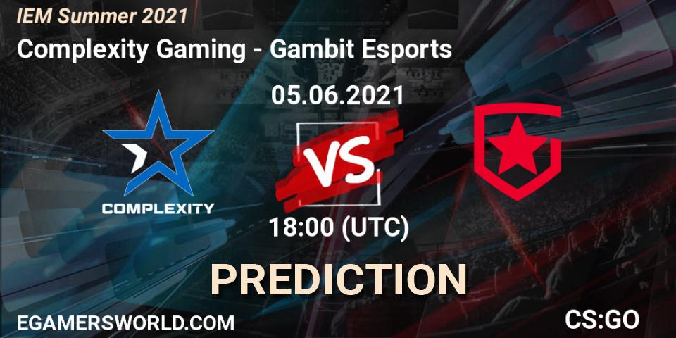 Complexity Gaming - Gambit Esports: Maç tahminleri. 05.06.2021 at 19:10, Counter-Strike (CS2), IEM Summer 2021