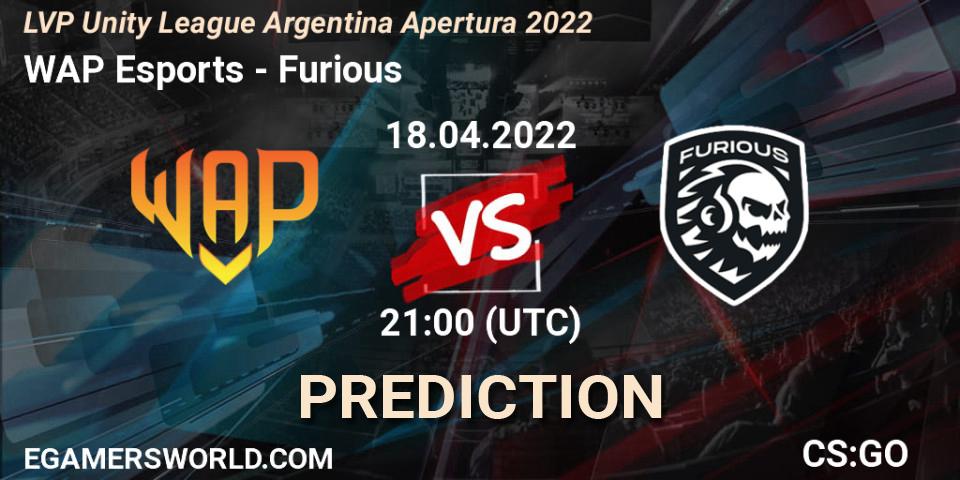 WAP Esports - Furious: Maç tahminleri. 27.04.2022 at 21:00, Counter-Strike (CS2), LVP Unity League Argentina Apertura 2022