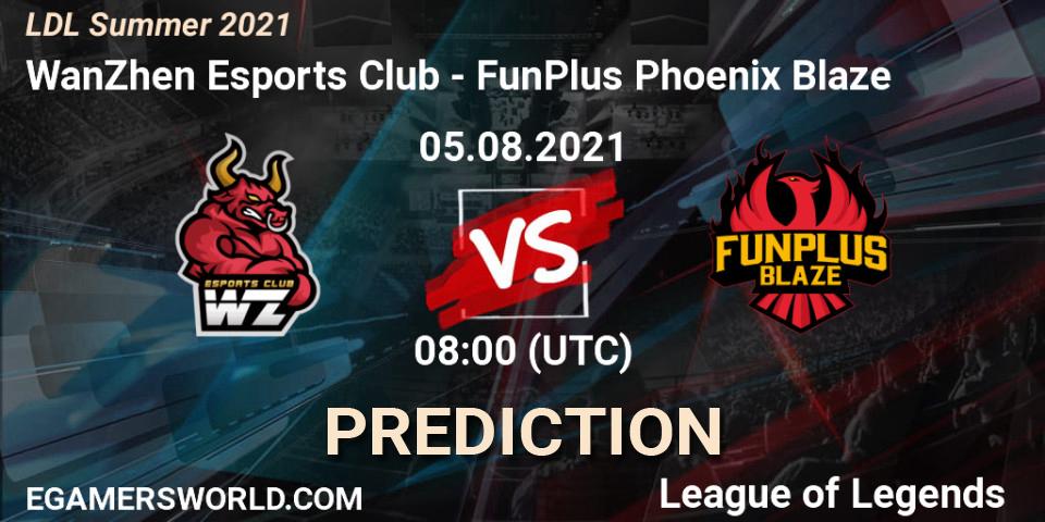 WanZhen Esports Club - FunPlus Phoenix Blaze: Maç tahminleri. 05.08.2021 at 08:30, LoL, LDL Summer 2021