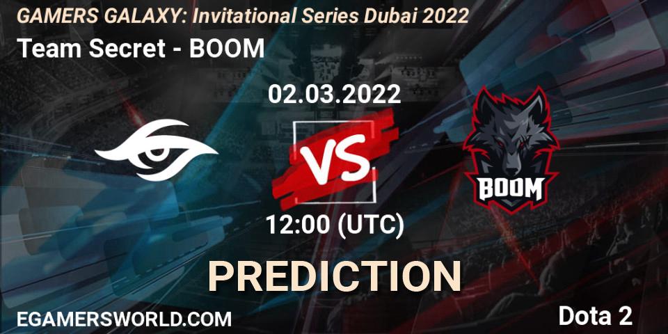 Team Secret - BOOM: Maç tahminleri. 02.03.2022 at 11:15, Dota 2, GAMERS GALAXY: Invitational Series Dubai 2022