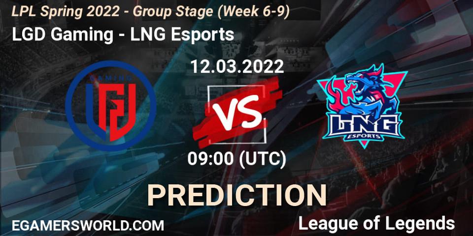 LGD Gaming - LNG Esports: Maç tahminleri. 12.03.2022 at 09:00, LoL, LPL Spring 2022 - Group Stage (Week 6-9)
