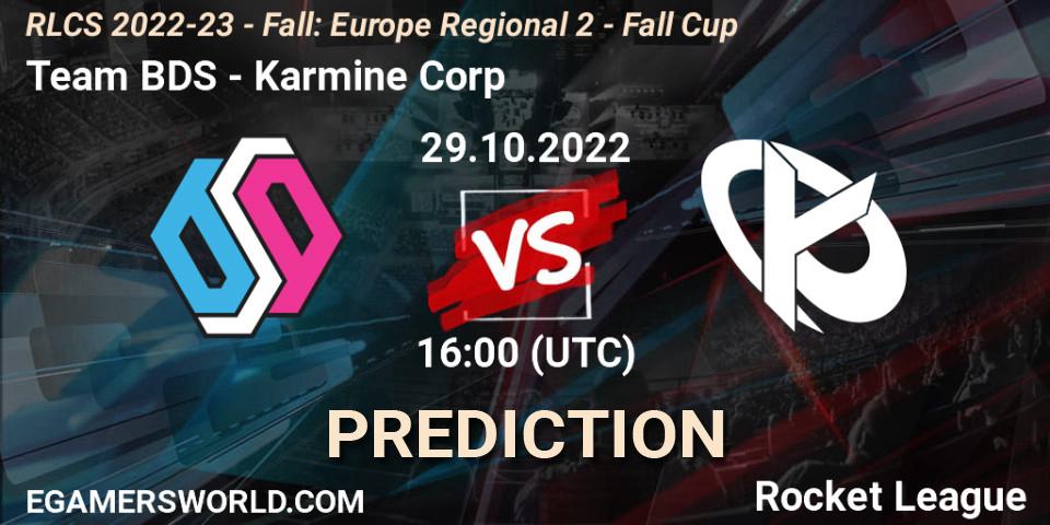 Team BDS - Karmine Corp: Maç tahminleri. 29.10.2022 at 16:00, Rocket League, RLCS 2022-23 - Fall: Europe Regional 2 - Fall Cup