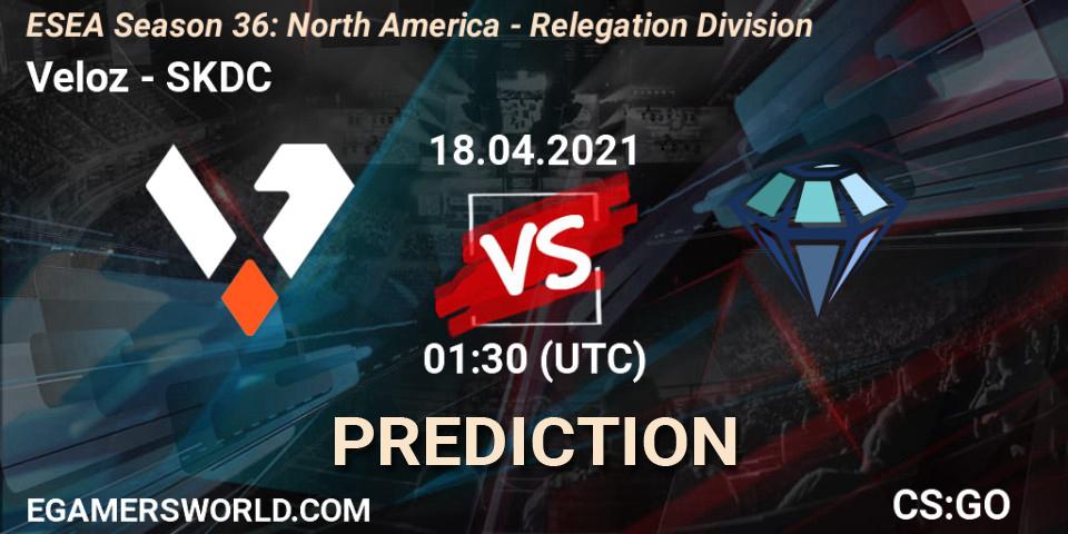 Veloz - SKDC: Maç tahminleri. 18.04.2021 at 01:30, Counter-Strike (CS2), ESEA Season 36: North America - Relegation Division