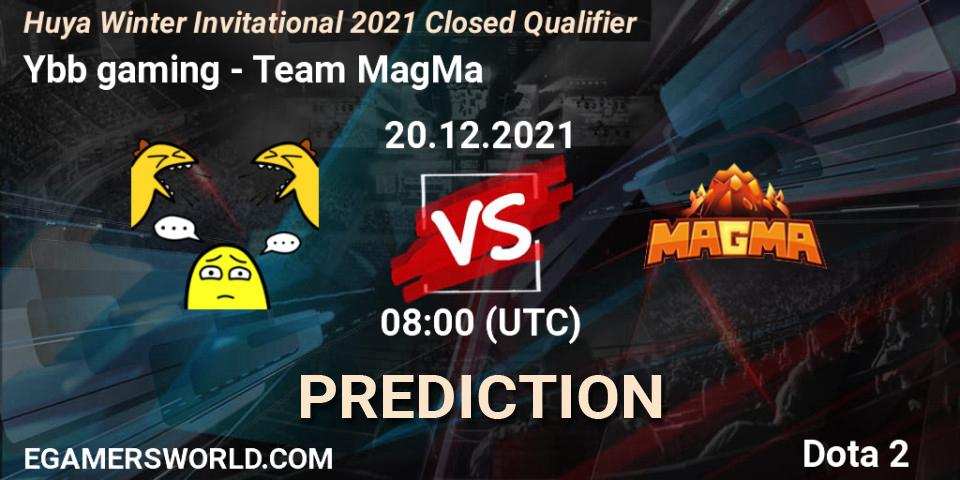Ybb gaming - Team MagMa: Maç tahminleri. 20.12.2021 at 08:00, Dota 2, Huya Winter Invitational 2021 Closed Qualifier