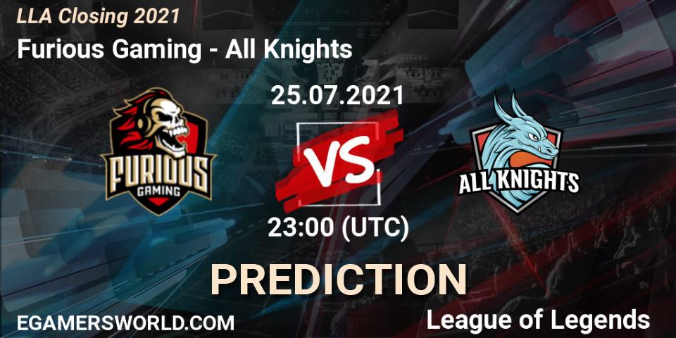 Furious Gaming - All Knights: Maç tahminleri. 25.07.2021 at 23:00, LoL, LLA Closing 2021