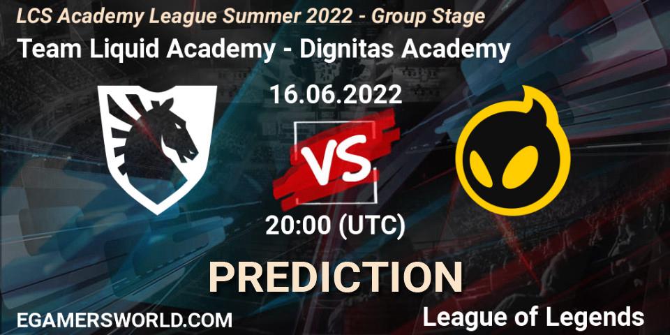 Team Liquid Academy - Dignitas Academy: Maç tahminleri. 16.06.2022 at 20:00, LoL, LCS Academy League Summer 2022 - Group Stage
