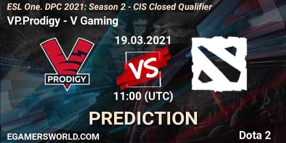 VP.Prodigy - V Gaming: Maç tahminleri. 19.03.2021 at 11:00, Dota 2, ESL One. DPC 2021: Season 2 - CIS Closed Qualifier