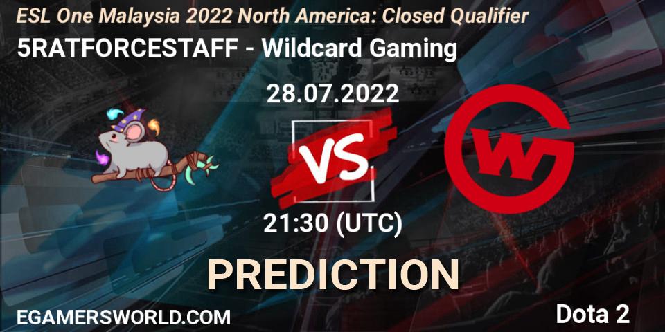 5RATFORCESTAFF - Wildcard Gaming: Maç tahminleri. 28.07.22, Dota 2, ESL One Malaysia 2022 North America: Closed Qualifier