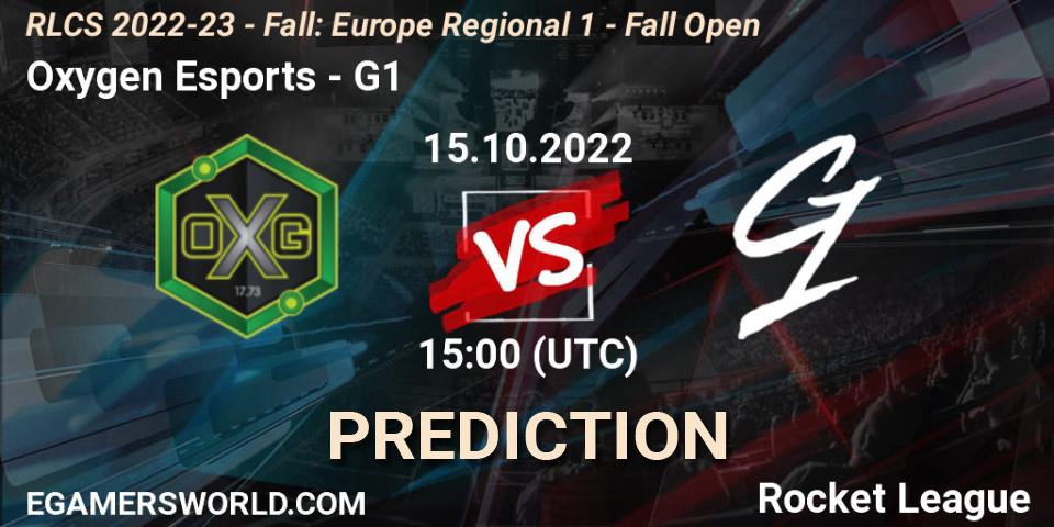 Oxygen Esports - G1: Maç tahminleri. 15.10.2022 at 15:00, Rocket League, RLCS 2022-23 - Fall: Europe Regional 1 - Fall Open