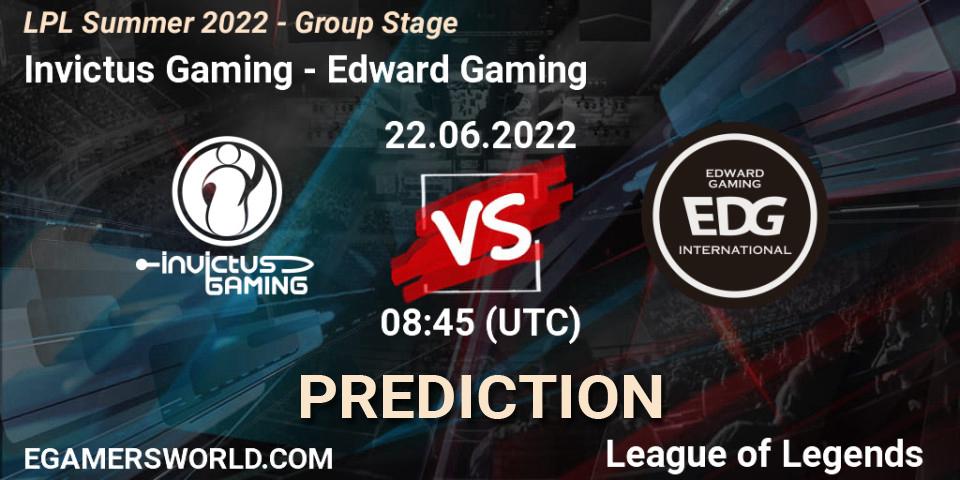 Invictus Gaming - Edward Gaming: Maç tahminleri. 22.06.22, LoL, LPL Summer 2022 - Group Stage