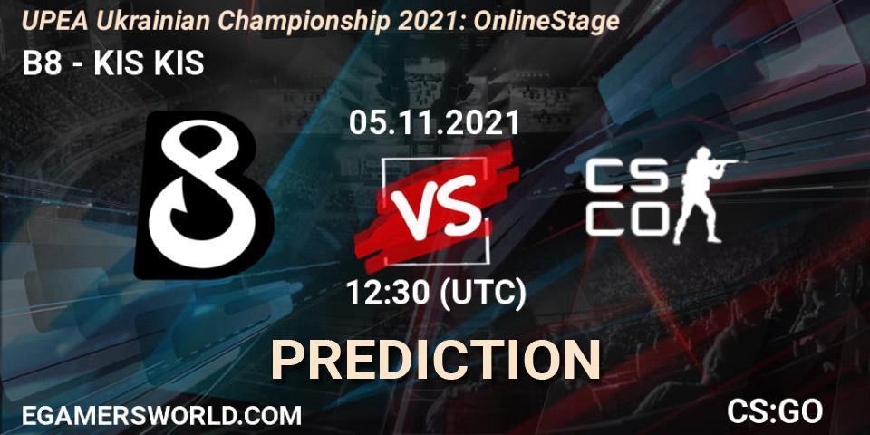 B8 - KIS KIS: Maç tahminleri. 05.11.2021 at 16:30, Counter-Strike (CS2), UPEA Ukrainian Championship 2021: Online Stage