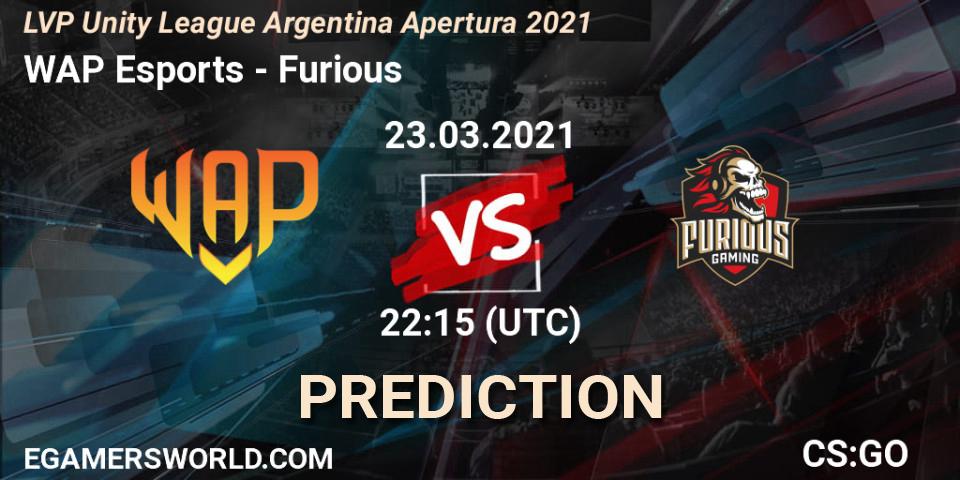 WAP Esports - Furious: Maç tahminleri. 23.03.2021 at 22:15, Counter-Strike (CS2), LVP Unity League Argentina Apertura 2021