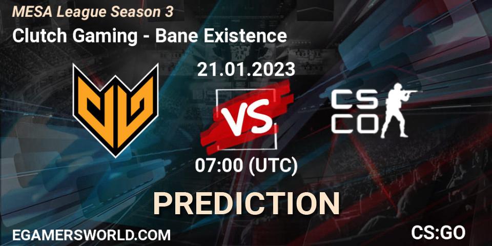 Clutch Gaming - Bane Existence: Maç tahminleri. 21.01.2023 at 06:30, Counter-Strike (CS2), MESA League Season 3