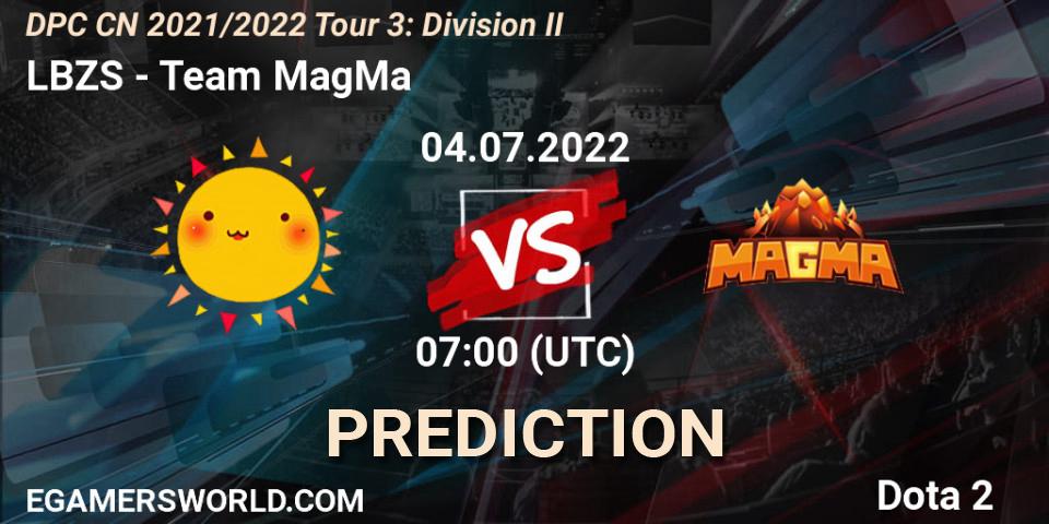 LBZS - Team MagMa: Maç tahminleri. 04.07.2022 at 06:58, Dota 2, DPC CN 2021/2022 Tour 3: Division II