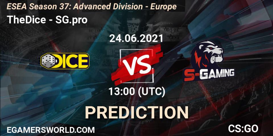 TheDice - SG.pro: Maç tahminleri. 24.06.2021 at 13:00, Counter-Strike (CS2), ESEA Season 37: Advanced Division - Europe