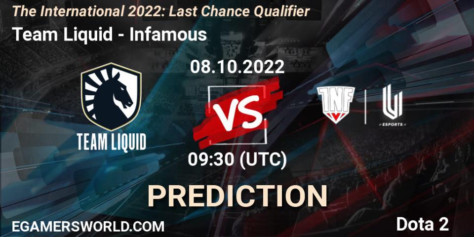 Team Liquid - Infamous: Maç tahminleri. 08.10.22, Dota 2, The International 2022: Last Chance Qualifier