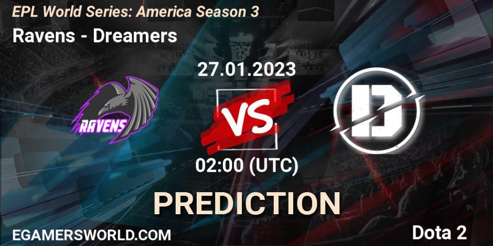 Ravens - Dreamers: Maç tahminleri. 27.01.2023 at 01:59, Dota 2, EPL World Series: America Season 3