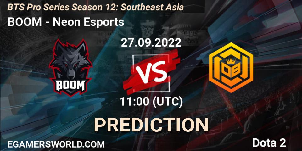 BOOM - Neon Esports: Maç tahminleri. 27.09.22, Dota 2, BTS Pro Series Season 12: Southeast Asia