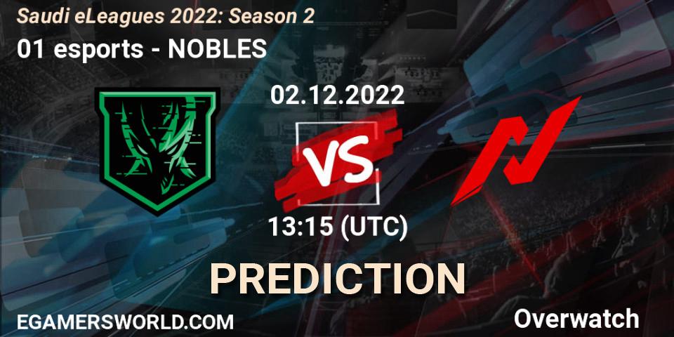 01 esports - NOBLES: Maç tahminleri. 02.12.22, Overwatch, Saudi eLeagues 2022: Season 2
