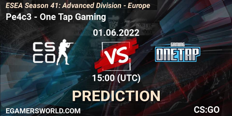 Pe4c3 - One Tap Gaming: Maç tahminleri. 01.06.2022 at 15:00, Counter-Strike (CS2), ESEA Season 41: Advanced Division - Europe