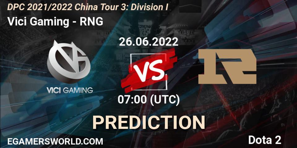 Vici Gaming - RNG: Maç tahminleri. 26.06.22, Dota 2, DPC 2021/2022 China Tour 3: Division I