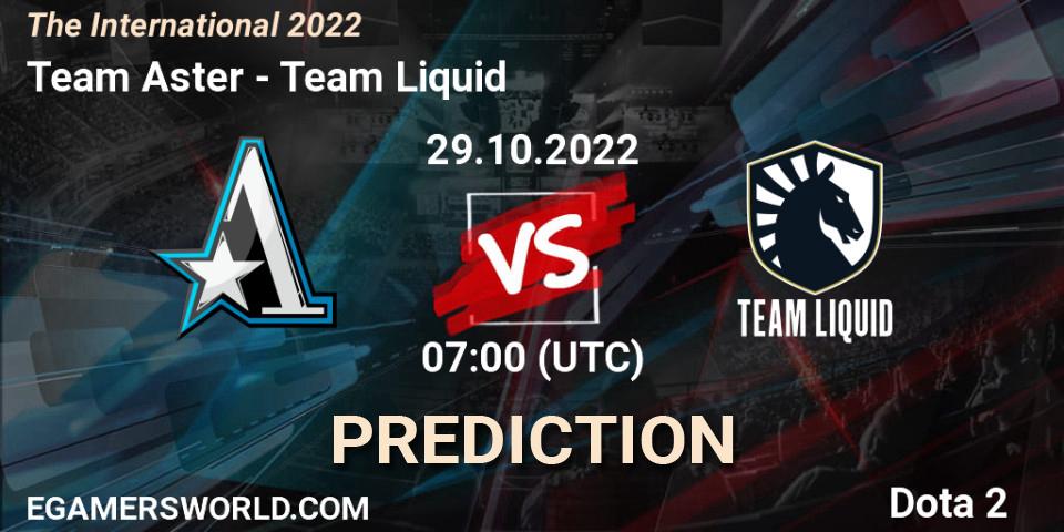 Team Aster - Team Liquid: Maç tahminleri. 29.10.22, Dota 2, The International 2022