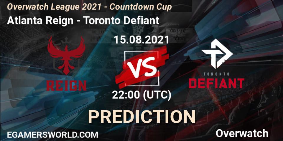 Atlanta Reign - Toronto Defiant: Maç tahminleri. 15.08.21, Overwatch, Overwatch League 2021 - Countdown Cup