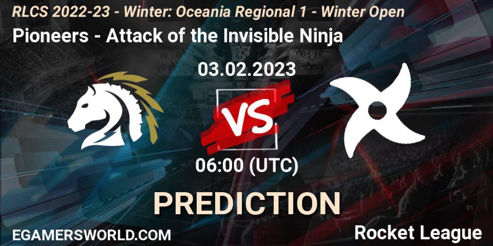 Pioneers - Attack of the Invisible Ninja: Maç tahminleri. 03.02.2023 at 06:00, Rocket League, RLCS 2022-23 - Winter: Oceania Regional 1 - Winter Open