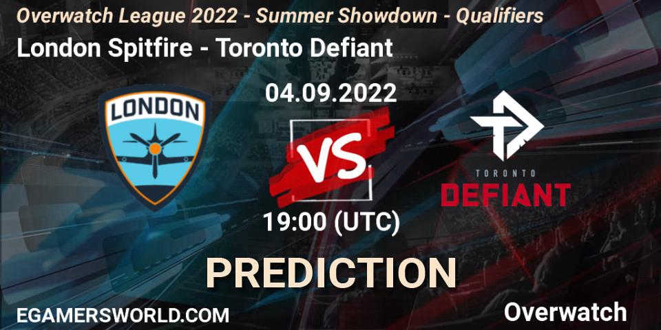 London Spitfire - Toronto Defiant: Maç tahminleri. 04.09.2022 at 19:00, Overwatch, Overwatch League 2022 - Summer Showdown - Qualifiers