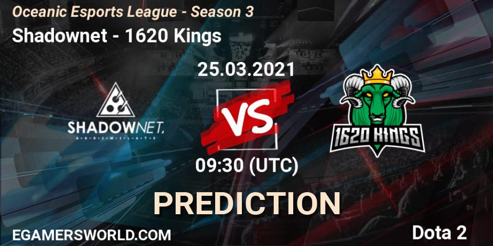 Shadownet - 1620 Kings: Maç tahminleri. 25.03.2021 at 09:58, Dota 2, Oceanic Esports League - Season 3
