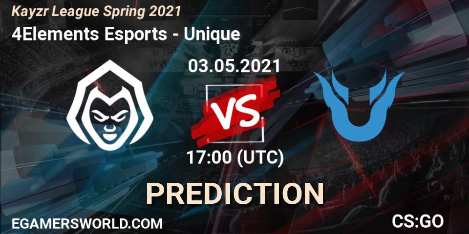 4Elements Esports - Unique: Maç tahminleri. 03.05.2021 at 17:00, Counter-Strike (CS2), Kayzr League Spring 2021