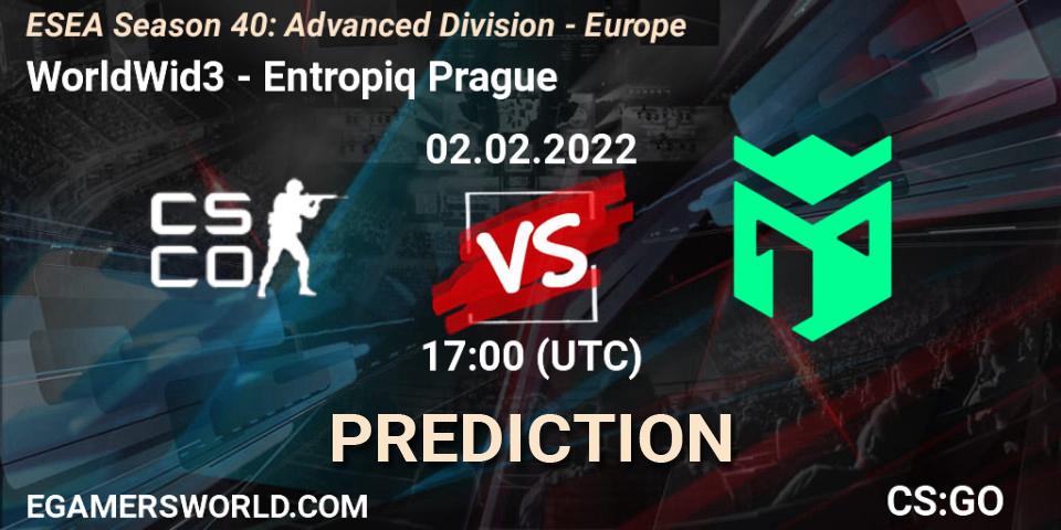 WorldWid3 - Entropiq Prague: Maç tahminleri. 02.02.2022 at 17:00, Counter-Strike (CS2), ESEA Season 40: Advanced Division - Europe